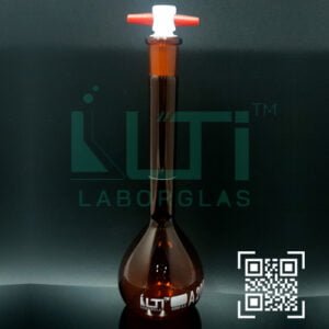 2715-AMBER GLASS, QR. CODED VOLUMETRIC FLASK WITH PTFE STOPPER, CLASS A, SERIALIZED WITH INDIVIDUAL CERTIFICATE ASTM E-288