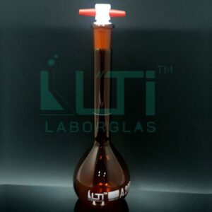 2780-AMBER GLASS VOLUMETRIC FLASK WITH PTFE STOPPER, CLASS A, UNSERIALIZED WITH BATCH CERTIFICATE ASTM E-288