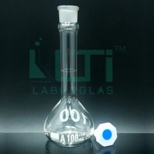 2880-CLEAR GLASS WIDE MOUTH VOLUMETRIC FLASK WITH PE STOPPER, CLASS A, SERIALIZED WITH INDIVIDUAL CERTIFICATE ASTM E-288