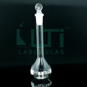 3007-CLEAR GLASS, NARROW MOUTH VOLUMETRIC FLASK WITH SOLID GLASS STOPPER, CLASS A WITH BATCH CERTIFICATE (USP)