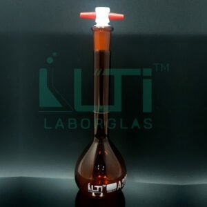 3080-AMBER GLASS VOLUMETRIC FLASK WITH PTFE STOPPER, CLASS A, USP STANDARD WITH BATCH CERTIFICATE
