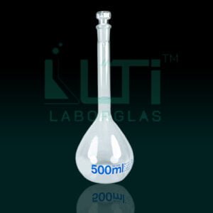 3210-CLEAR GLASS, VOLUMETRIC FLASKS, CLASS-B, WITH HOLLOW GLASS STOPPER, ISO