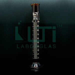 3680-AMBER GLASS, Measuring Cylinder Graduated, Hex Base, Class-B