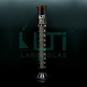 3740-Amber Glass, Measuring Cylinder with Hexagonal Base, Class-A, Individual certificate