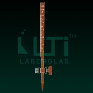 4260-ASTM, AMBER GLASS, CLASS A BURETTE, UNSERIALISED with batch certified, STRAIGHT BORE GLASS KEY STOPCOCK