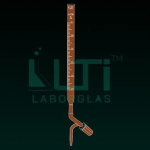 4300-ASTM, AMBER GLASS CLASS A BURETTE, UNSERIALISED with batch CERTIFIED, STRAIGHT BORE NEEDLE VALVE KEY STOPCOCK