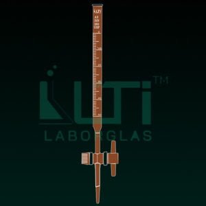4340-AMBER GLASS CLASS AS BURETTE, PTFE KEY STOPCOCK WITH BATCH CERTIFICATE DIN/ISO, USP